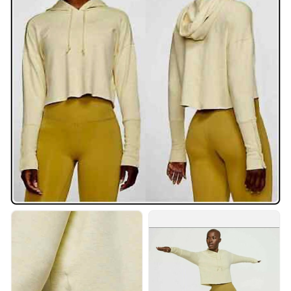 Nike Yoga Luxe Women's Cute Cropped Yoga Hoodie Dri Fit Size XL Limelight